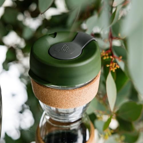 KeepCup Brew Cork, Reusable Glass Tumbler with Natural Cork, Tall Coffee Cup 12oz / 340ml - Pine - Image 2