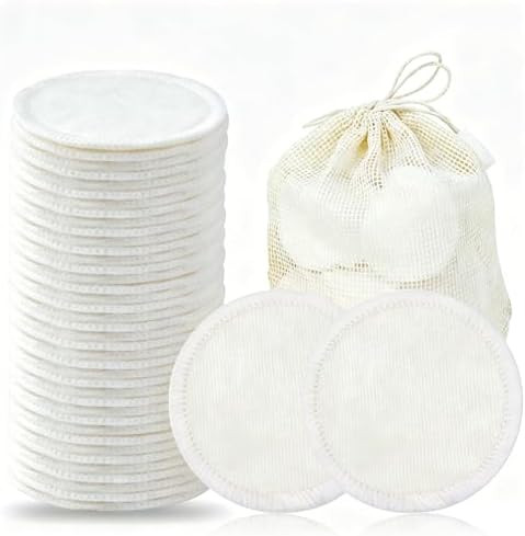 wegreeco 40 Pack Reusable Makeup Remover Pads, Washable Reusable Cotton Rounds Pads for Face, Makeup Remover Cloths for All Skin - (White) by wegreeco