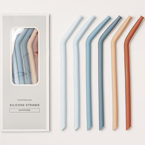 Nightingale Reusable Silicone Straws - Bendy Drinking Straw with Cleaning Brush - Collapsible and Bendable Travel Straw for Kids - Dishwasher Safe, Food-Safe - Set of 6 (Coral Multi) by Nightingale