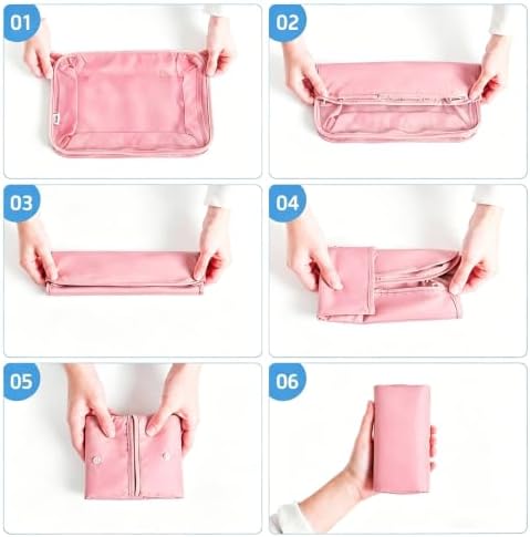 8 Set Packing Cubes for Travel Essentials With Hanging Toiletry Bag for Women, Lightweight Suitcase Organizer Bags with Mackup bag, Carry On Luggage Accessories (Pink) - Image 5