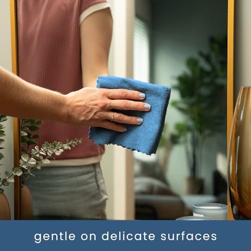 S&T INC. Microfiber Cleaning Cloth, 50 Pack, 11.8" x 11.8", Blue - Image 4