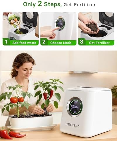 1 Gallon Electric Composter with Smart Touch Screen, Whisper-Quiet & Rapid Composting, 0.5kWh Energy-efficient, Odorless compost bin kitchen, Carbon Filter over 2000h, 2 Composting-Mode, Self-cleaning - Image 5