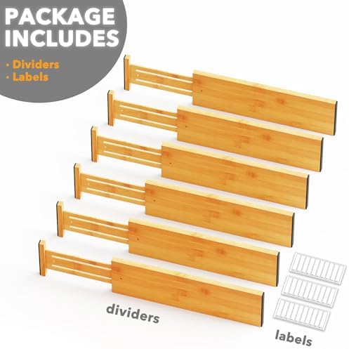 SpaceAid Bamboo Dresser Drawer Dividers 6 Pack, 4.65“ High Adjustable 17“-22” Drawer Organizers, Expandable Organization for Clothing, Clothes, Dressers, Natural - Image 7