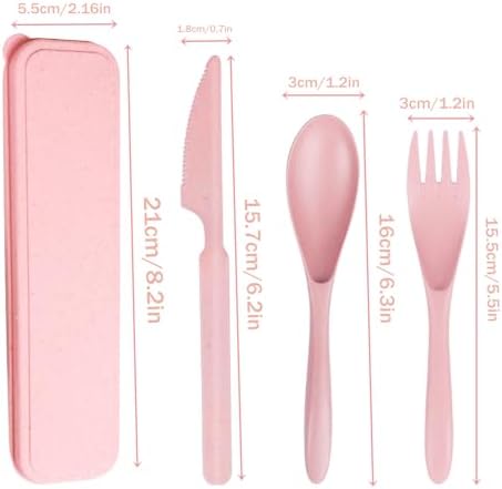 Reusable Travel Utensils w/Case, Wheat Straw Cutlery Lunch Camping - Image 2