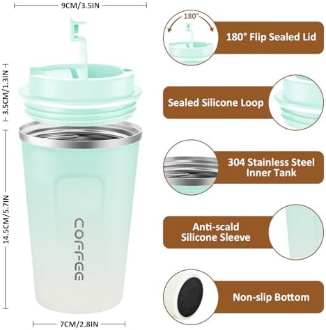 CS COSDDI 12 oz Coffee mug - Stainless Steel Coffee Cup with Leakproof Lid - Image 2