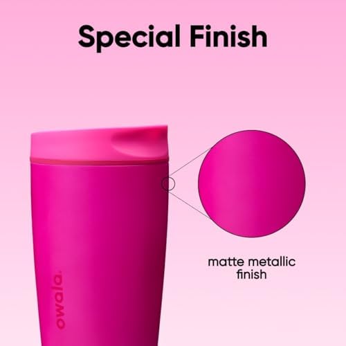 Owala SmoothSip Slider Insulated Stainless Steel Coffee Tumbler, Reusable Iced Coffee Cup, Hot Coffee Travel Mug, BPA Free 12 oz, Read My Lips - Image 5