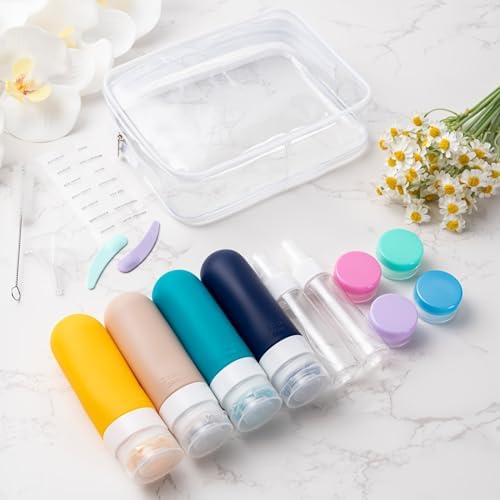 MODENGKONGJIAN 16 Pack Travel Bottles for Toiletries,TSA Approved Silicone Squeezable Travel Shampoo Bottles, 3oz Leak Proof Refillable Toiletry Cosmetic Containers (16PCS/Blue) - Image 6