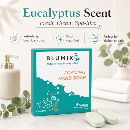 Foaming Hand Soap Refill Tablets, Concentrated Hand Soap Tablets, Just Add Warm Water, For Reusable Foaming Soap Dispensers (6 Count, Eucalyptus, Refill Only) - Image 3