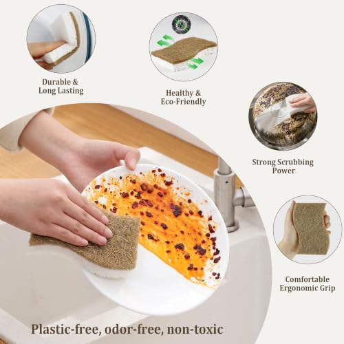 14 Pack Kitchen Sponges, Natural Dish Sponges for Kitchen, Non Scratch Pads - Image 4