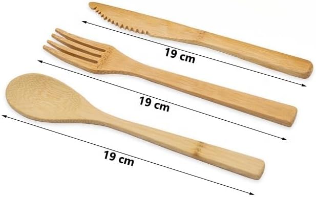 Eco-Friendly Travel Utensils Set: Lightweight Bamboo Forks, Spoons, Knives in Wooden Case, Reusable Utensils for Lunch Box, Kids Camping Cutlery, Sustainable Portable Flatware - Image 3
