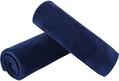SINLAND Microfiber Facial Cloths Fast Drying Washcloth 12inch x 12inch (Pack of 2, Navy Blue) by SINLAND