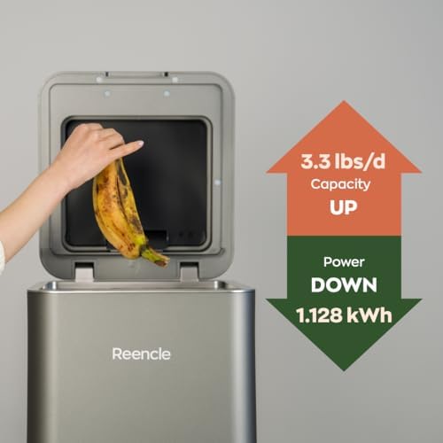 Reencle Gravity Electric Composter - 22L Kitchen Composter– Decomposes 3.3 lbs Daily, Odorless & Quiet Indoor Composting, Rapid Decomposition with All-new Compost Starter 2.0 + Booster Pack (Silver) - Image 2