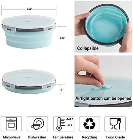 ColorCoral Collapsible Camping Bowl with Lid & Fork Silicone 42oz,2-Pack - Image 7