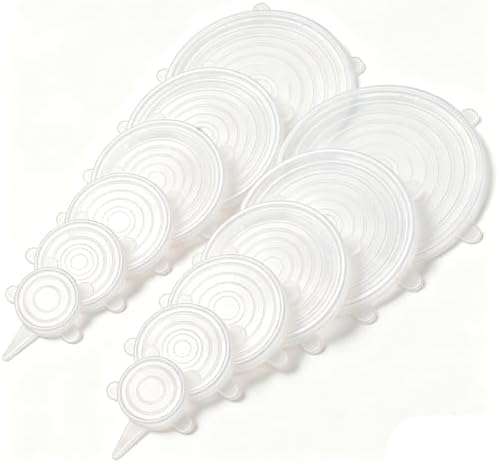 12 pcs Silicone Stretch lids set(6 Sizes,white) by JYYHSF