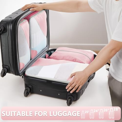 8 Set Packing Cubes for Travel, Gifts for Women Mom,Anti-Tearing Suitcase Organizer for Luggage with Shoe & Hanging Toiletry Bag,OlarHike Vacation Essentials & Accessories for Cruise Ship,Dream Pink - Image 5