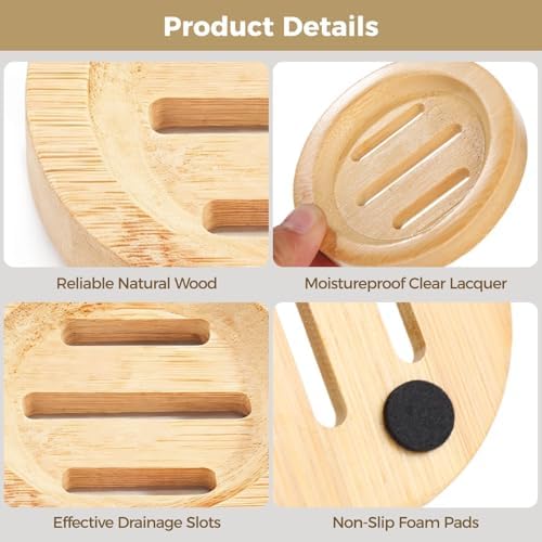 12 Pcs Round Wooden Soap Dishes, Wooden Soap Holders with Ventilation Holes, Soap Trays for Bars, Natural Color, Ideal for Bathroom and Kitchen Use - Image 4
