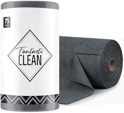 Fantasticlean Microfiber Cleaning Cloth Roll- 75 Sheets, 12" x 12"(Dimgrey) by Fantasticlean