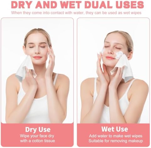 100 Count Disposable Face Towel, Ultra Soft & Thick Washcloths, Biodegradable Facial Towels for Sensitive Skin, Makeup Remover Dry Wipes, Lint-Free Towelettes for Cleansing (2 Pack) - Image 3