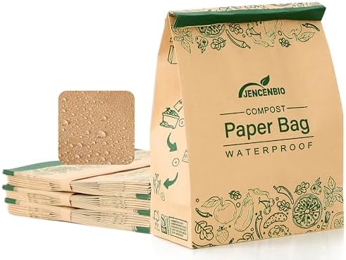 Compostable Paper Bag Leakproof Kitchen Food Waste Bag 30 Bags Waterproof Bin Liner with BPI Certified by JENCENBIO