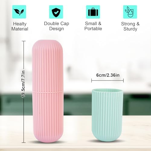 UCEC Travel Toothbrush Case, Toothbrush Holder Travel (Green, Pink) - Image 5
