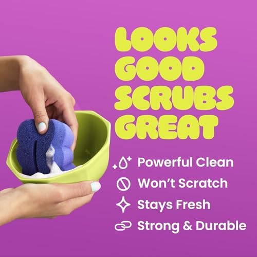 Brite by Scotch-Brite 2-Sided Scrub & Wipe Scrubber,Fuschia Frenzy, 6 Pack - Image 4