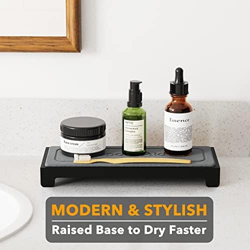 SpaceAid DryingNeat Sink Organizer, Instant Dry Sink Caddy Organizers, Kitchen Sponge Soap Holder Dispenser, Countertop Fast Drying Counter Tray Rack (Bamboo Rack, Black) - Image 3