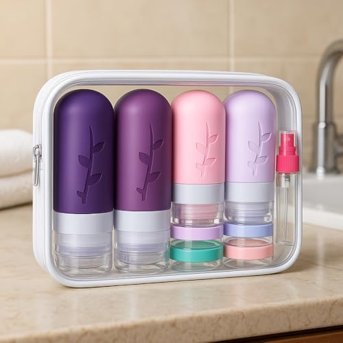 Tocelffe TSA Approved Travel Containers for Toiletries - Leak Proof Silicone Bottles, Refillable Liquid Travel Essentials for Shampoo, Conditioner, Lotion - Image 4