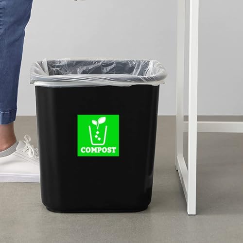 Trash Recycle Compost Stickers Set of 3 Recycle Sticker Vinyl Decal for Recycle Bin, Compost Bin, Trash Can Symbol to Organize Garbage containers Trash Can (Compost Green, 5x5inch) - Image 2