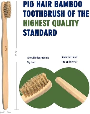 Boar Bristle Bamboo Toothbrush 10 Pack Compostable Plastic Free - Image 2