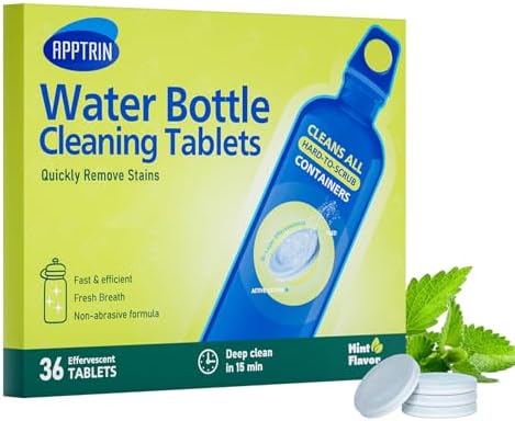 Water Bottle Cleaning Tablets, 36 Pack Bottle Clean Tablet Hydration Bladder Cleansing Tablets for All Plastics and Glass Drinking Containers by APPTRIN