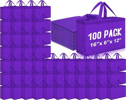 Windyun Reusable Grocery Bags Large Non Woven Shopping Bags with Handles Foldable Portable Tote, 16x6x12 Inch by Windyun