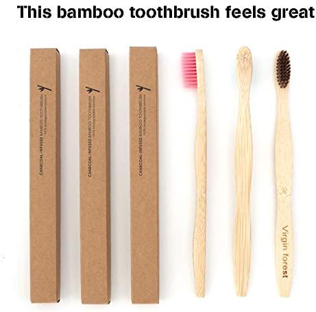 Virgin Forest Bamboo Toothbrushes 6pk, Soft Bristles BPA Free Eco - Image 4