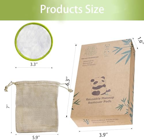 20 Pack Reusable Makeup Remover Face Pads with Laundry Bag Washable Soft and Comfortable Cleaning Face Skin,Washable Bamboo Cotton Rounds (White) - Image 3