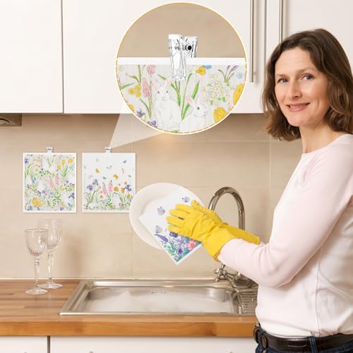 6 Pack Spring Floral Swedish Dishcloths for Kitchen, Absorbent Dish Cloths - Image 4
