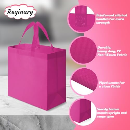 Reginary 100 PCS Non Woven Tote Bags Bulk,Rose Pink - Image 4