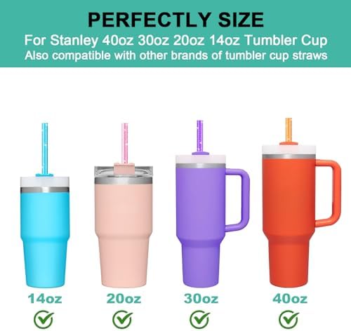 6 PCS Replacement Straws for Stanley|Owala|Simple Modern 40oz 30oz Tumbler, Reusable Color Drinking Straws with Cleaning Brush for Stanley Cup Accessorie，BPA Free, Dishwasher Safe - Image 3