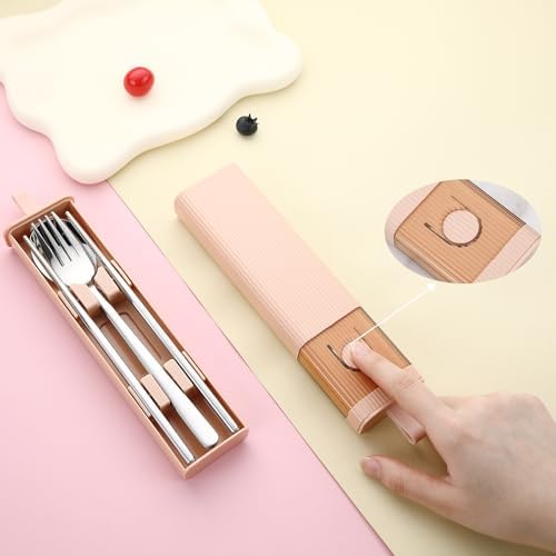 DEVICO Travel Utensils with Case, 4Pcs Korean Chopsticks Fork and Spoon Set - Image 2