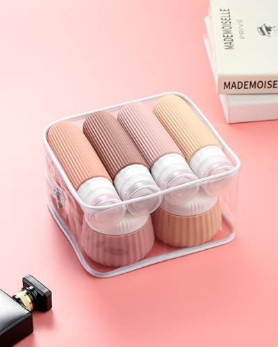 Mrsdry Travel Bottles 8 Pack, TSA Approved 3 oz Toiletries Containers, Leak Proof Silicone Squeezable Essentials Jars with Clear Bag - Image 5