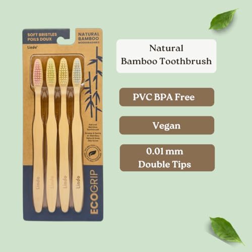 Lindo EcoGrip Bamboo Toothbrush - Eco-Friendly (Multicolor) - Image 3