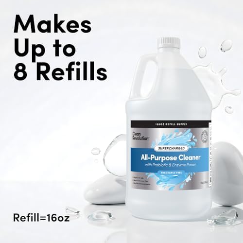 Clean Revolution SuperCharged All Purpose Cleaner Refill with Smart Probiotic + Enzyme Complex, Multi-Surface Kitchen Bathroom & Floor Cleaner, Fragrance Free, 128 Fl Oz (Pack of 1) - Image 3