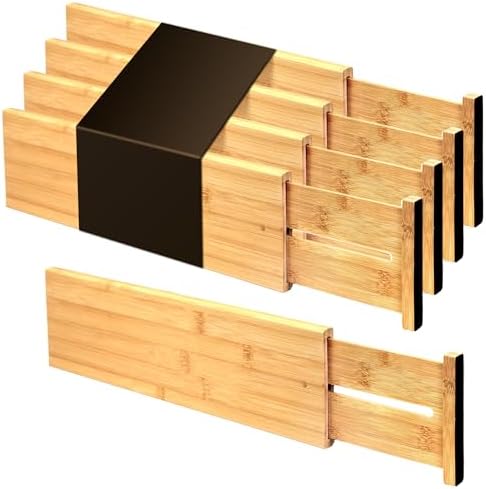 Utoplike Bamboo Drawer Dividers Large, 4" High Kitchen Drawers Organizer by Utoplike