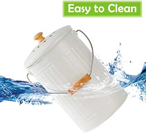 1.7 Gallon Kitchen Compost Bin, Indoor Countertop Compost Bin with Lid, 100% Rust Proof Compost Bucket with Non-Smell Charcoal Filters (White) - Image 6