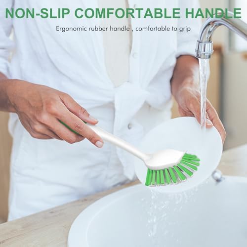 SetSail Dish Brush with Handle, 2 Pack Stiff Bristles Dish Scrubber, Green - Image 7