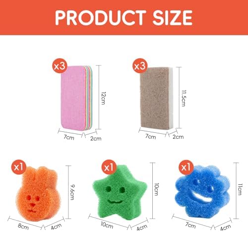 9 Pack Multi-Purpose Eco Scrub Sponges for Kitchen Bathroom Dishes - Image 2
