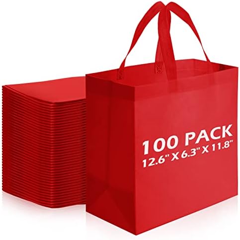 Reginary 100 PCS Non Woven Tote Bags Bulk,Red by Reginary