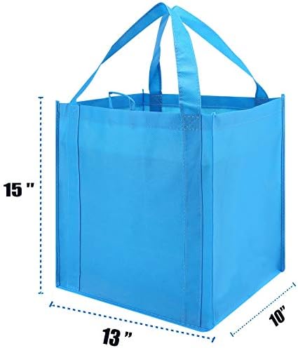 NERUB Set of 10 Reusable Grocery Bags Heavy Duty Shopping Bags Large Grocery Totes with Reinforced Bottom Super Sturdy Handles Washable, Blue - Image 4