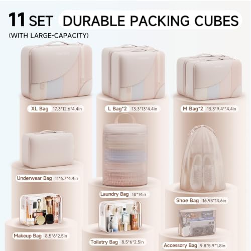 OlarHike 11 Set Packing Cubes for Travel,Gifts for Women Mom,Anti-Tearing Suitcase Organizer,with Over 1000 pcs Mesh Holes,Vacation Essentials & Accessories for Cruise Ship - Image 2