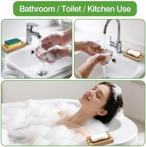 2-Pack Bamboo Wood Soap Dishes – Soap Draining Holders for Bathroom & Kitchen, Eco-Friendly - Image 5