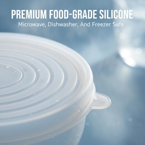 Silicone Stretch Lids, Reusable Bowl Covers (12, White+Blue) - Image 4