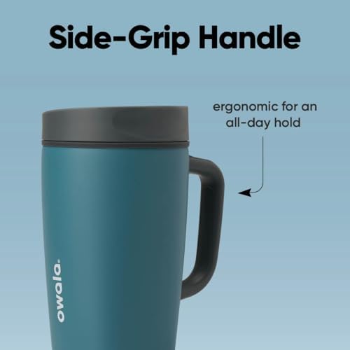 Owala SmoothSip Slider Stainless Steel Insulated Travel Mug with Handle, 100% Leak Proof, For Hot and Cold Drinks, Travel Friendly with Sliding Lock Lid, BPA Free, Leak Proof, 12oz, High Dive - Image 5